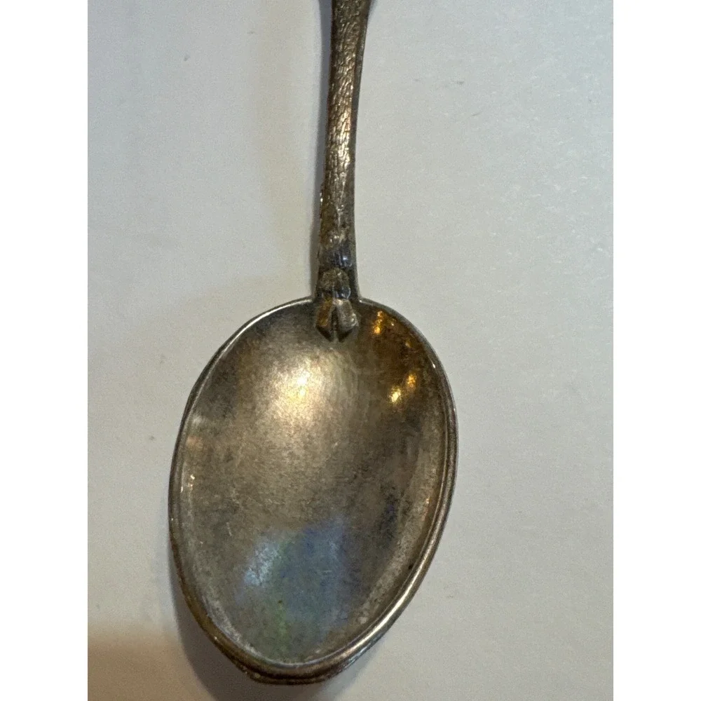 Vintage France Souvenir Spoon Silver Tone‎ Crest Crown Deer Head Detail 4.25